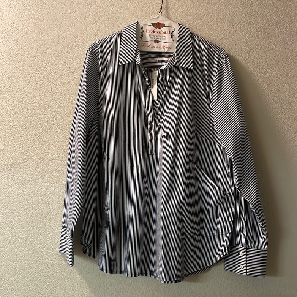 Vertical stripe pop over shirt